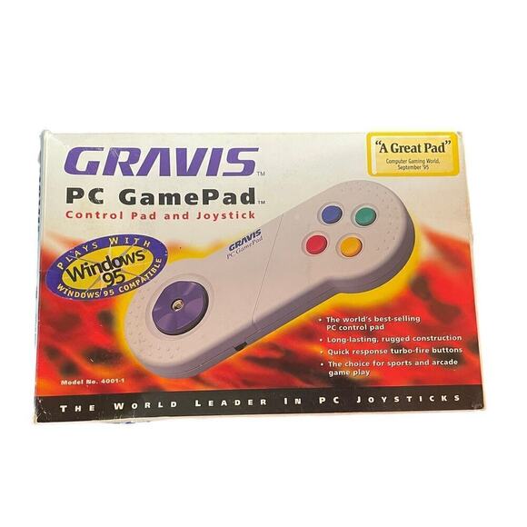 Vintage Gravis PC Gamepad Control Pad Joystick In Box RARE - Picture 1 of 2